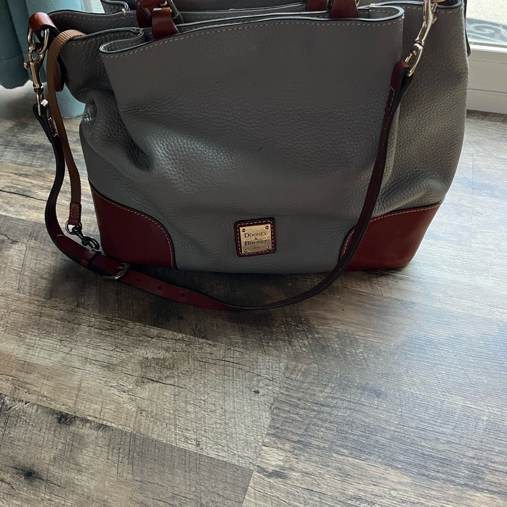 Dooney & Bourke Gray and Brown Shoulder Bag with Classic Design